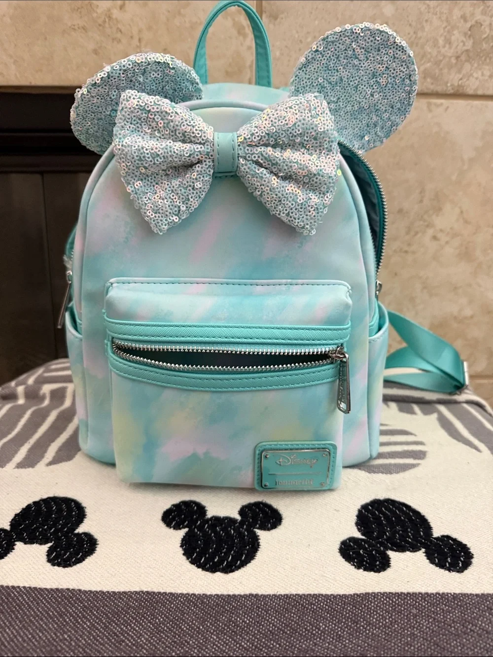Disney Aqua Tie-Dye Sequin Ear Mini Backpack